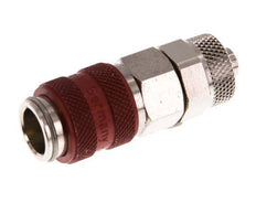 Laiton nickelé DN 5 Raccord pneumatique rouge Douille 6x8 mm Écrou-raccord Double obturation