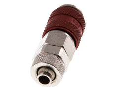 Laiton nickelé DN 5 Raccord pneumatique rouge Douille 6x8 mm Écrou-raccord Double obturation