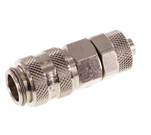 Laiton nickelé Coupleur pneumatique DN 5 Douille 6x8 mm Écrou-raccord Double obturation