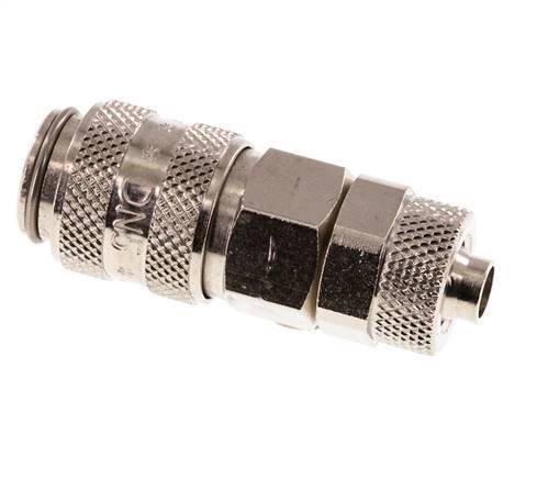 Laiton nickelé Coupleur pneumatique DN 5 Douille 6x8 mm Écrou-raccord Double obturation