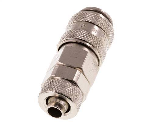 Laiton nickelé Coupleur pneumatique DN 5 Douille 6x8 mm Écrou-raccord Double obturation