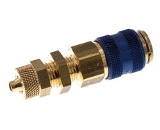 Laiton DN 5 Bleu Air Coupling Socket 4x6 mm Union Nut Bulkhead Double Shut-Off