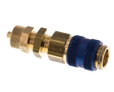 Laiton DN 5 Bleu Air Coupling Socket 4x6 mm Union Nut Bulkhead Double Shut-Off