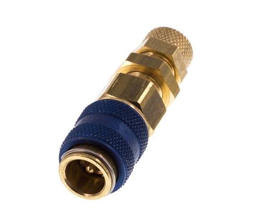 Laiton DN 5 Bleu Air Coupling Socket 4x6 mm Union Nut Bulkhead Double Shut-Off