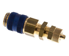 Laiton DN 5 Bleu Air Coupling Socket 4x6 mm Union Nut Bulkhead Double Shut-Off