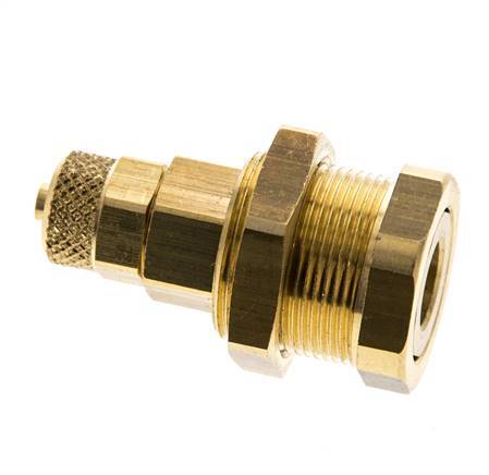 Brass DN 5 Air Coupling Socket 4x6 mm Union Nut Bulkhead Pull-Off