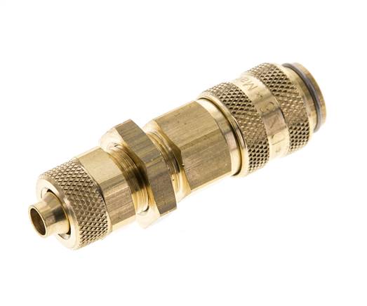 Laiton DN 5 Air Coupling Socket 6x8 mm Union Nut Bulkhead Pull-Off Double Shut-Off