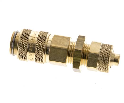 Laiton DN 5 Air Coupling Socket 6x8 mm Union Nut Bulkhead Pull-Off Double Shut-Off