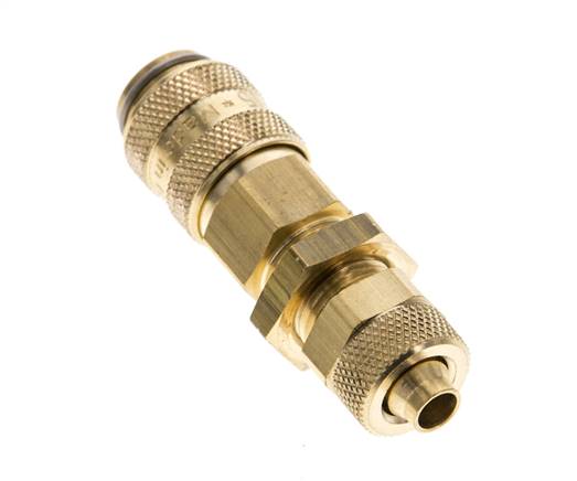 Laiton DN 5 Air Coupling Socket 6x8 mm Union Nut Bulkhead Pull-Off Double Shut-Off