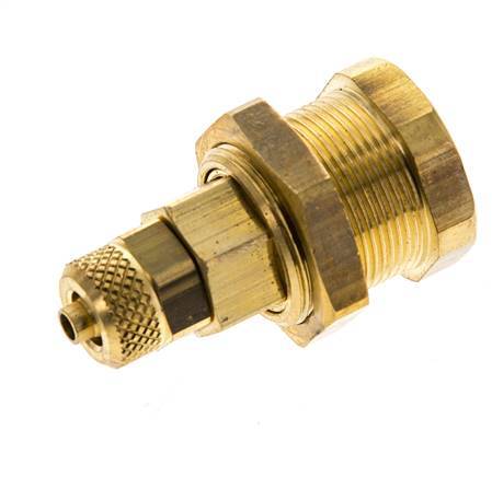 Brass DN 5 Air Coupling Socket 4x6 mm Union Nut Bulkhead Pull-Off Double Shut-Off