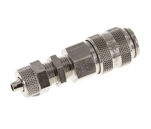 Nickel-plated Brass DN 5 Air Coupling Socket 4x6 mm Union Nut Bulkhead