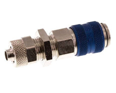 Laiton nickelé DN 5 Blue Air Coupling Socket 6x8 mm Union Nut Bulkhead Double Shut-Off
