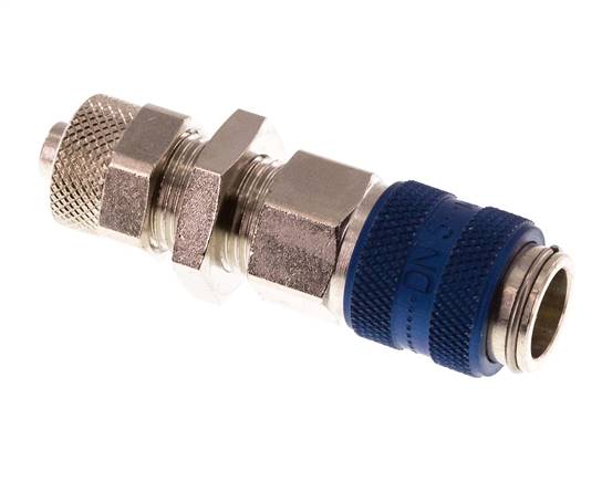 Laiton nickelé DN 5 Blue Air Coupling Socket 6x8 mm Union Nut Bulkhead Double Shut-Off
