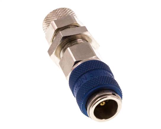 Laiton nickelé DN 5 Blue Air Coupling Socket 6x8 mm Union Nut Bulkhead Double Shut-Off