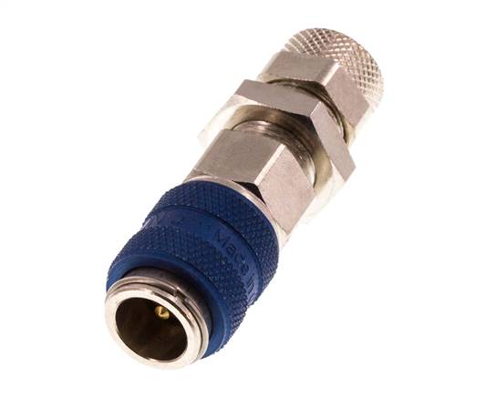 Laiton nickelé DN 5 Blue Air Coupling Socket 6x8 mm Union Nut Bulkhead Double Shut-Off