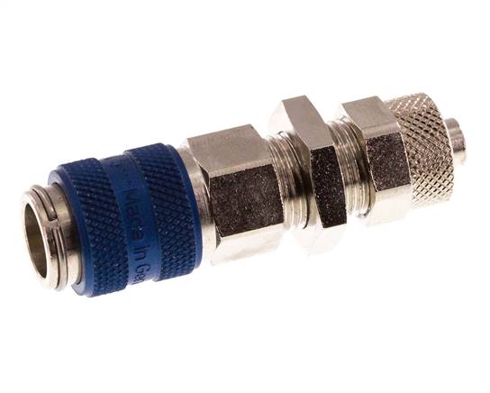 Laiton nickelé DN 5 Blue Air Coupling Socket 6x8 mm Union Nut Bulkhead Double Shut-Off