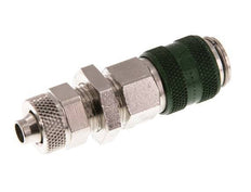 Laiton nickelé DN 5 Coupleur à air vert Douille 6x8 mm Écrou-raccord Bulkhead Double Shut-Off