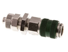 Laiton nickelé DN 5 Coupleur à air vert Douille 6x8 mm Écrou-raccord Bulkhead Double Shut-Off