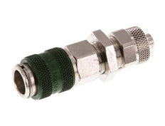 Laiton nickelé DN 5 Coupleur à air vert Douille 6x8 mm Écrou-raccord Bulkhead Double Shut-Off