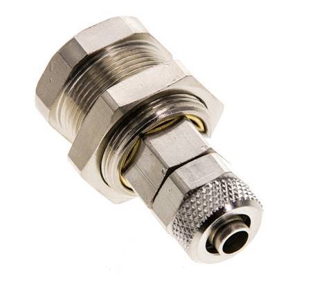 Nickel-plated Brass DN 5 Air Coupling Socket 6x8 mm Union Nut Bulkhead Pull-Off