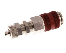 Laiton nickelé DN 5 Red Air Coupling Socket 4x6 mm Union Nut Bulkhead