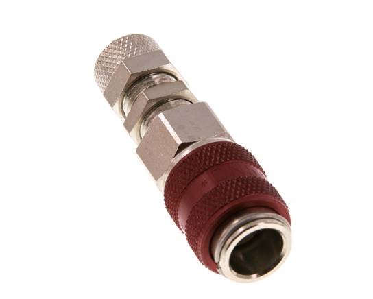 Laiton nickelé DN 5 Red Air Coupling Socket 4x6 mm Union Nut Bulkhead