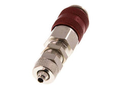 Laiton nickelé DN 5 Red Air Coupling Socket 4x6 mm Union Nut Bulkhead