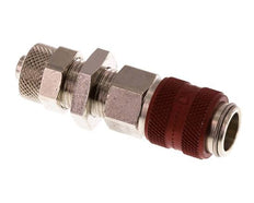 Laiton nickelé DN 5 Coupleur à air rouge Douille 6x8 mm Écrou-raccord Bulkhead Double Shut-Off