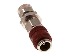 Laiton nickelé DN 5 Coupleur à air rouge Douille 6x8 mm Écrou-raccord Bulkhead Double Shut-Off