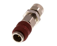 Laiton nickelé DN 5 Coupleur à air rouge Douille 6x8 mm Écrou-raccord Bulkhead Double Shut-Off