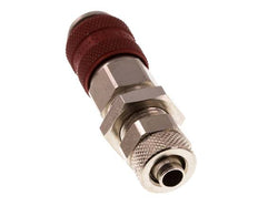 Laiton nickelé DN 5 Coupleur à air rouge Douille 6x8 mm Écrou-raccord Bulkhead Double Shut-Off