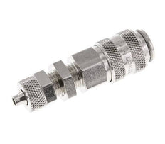Nickel-plated Brass DN 5 Air Coupling Socket 4x6 mm Union Nut Bulkhead Double Shut-Off