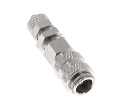 Nickel-plated Brass DN 5 Air Coupling Socket 4x6 mm Union Nut Bulkhead Double Shut-Off