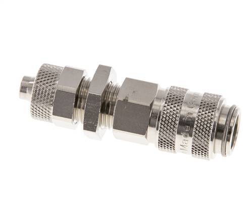Nickel-plated Brass DN 5 Air Coupling Socket 6x8 mm Union Nut Bulkhead Double Shut-Off