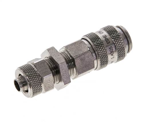 Acier inoxydable Coupleur d'air DN 5 Douille 6x8 mm Écrou-union Cloison