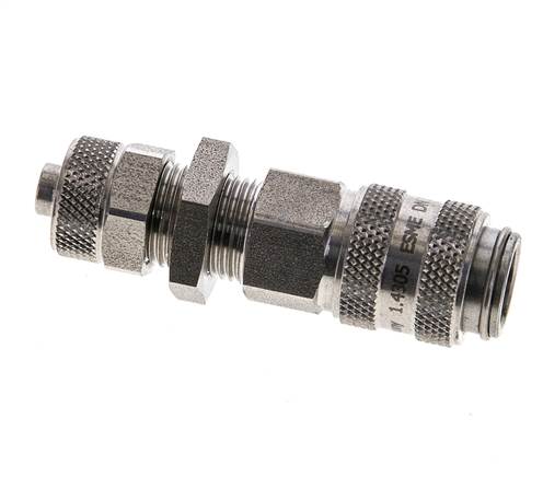 Acier inoxydable Coupleur d'air DN 5 Douille 6x8 mm Écrou-union Cloison