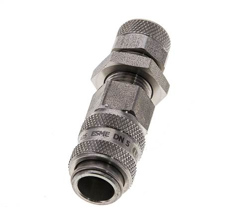 Acier inoxydable Coupleur d'air DN 5 Douille 6x8 mm Écrou-union Cloison