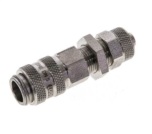 Acier inoxydable Coupleur d'air DN 5 Douille 6x8 mm Écrou-union Cloison