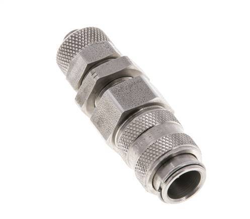 Acier inoxydable DN 5 Air Coupling Socket 6x8 mm Union Nut Bulkhead Double Shut-Off