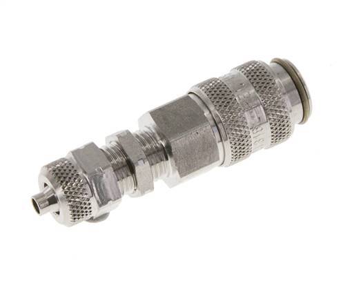 Stainless Steel 316L DN 5 Air Coupling Socket 4x6 mm Union Nut Bulkhead