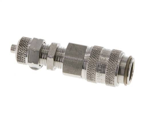 Stainless Steel 316L DN 5 Air Coupling Socket 4x6 mm Union Nut Bulkhead