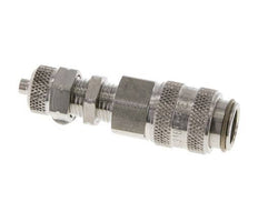 Stainless Steel 316L DN 5 Air Coupling Socket 4x6 mm Union Nut Bulkhead