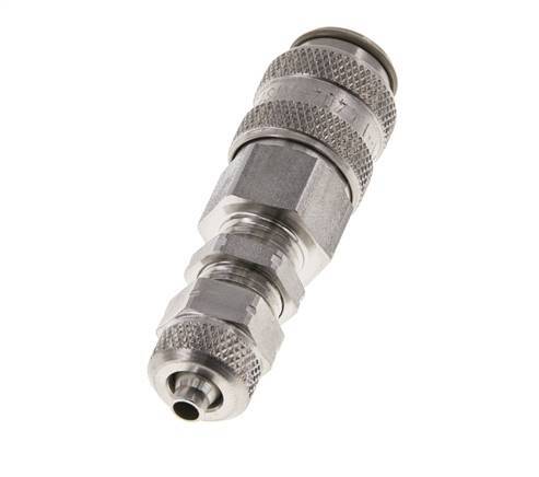 Acier inoxydable 306L DN 5 Air Coupling Socket 4x6 mm Union Nut Bulkhead Double Shut-Off