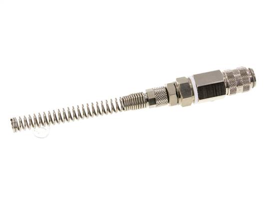Laiton nickelé Coupleur pneumatique DN 5 Douille 4x6 mm Ecrou-raccord Bend-Protect Rotatif
