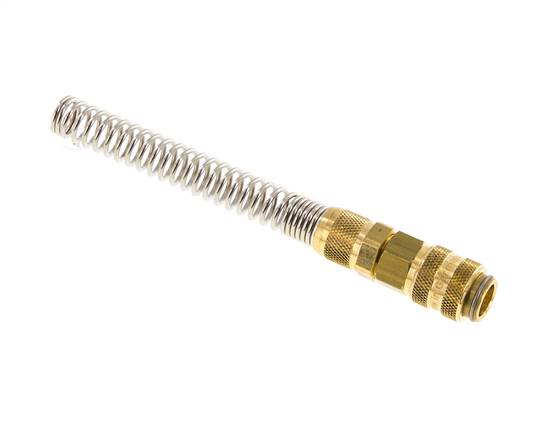 Laiton DN 5 Air Coupling Socket 6x8 mm Union Nut Bend-Protect Double Shut-Off