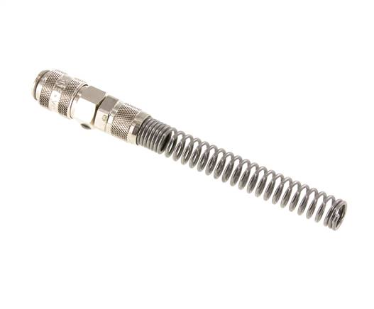 Laiton nickelé Coupleur pneumatique DN 5 Douille 6x8 mm Écrou-raccord Bend-Protect