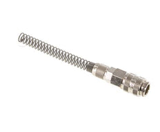 Laiton nickelé Coupleur d'air DN 5 Douille 4x6 mm Écrou-raccord Double obturation avec protection de la flexion
