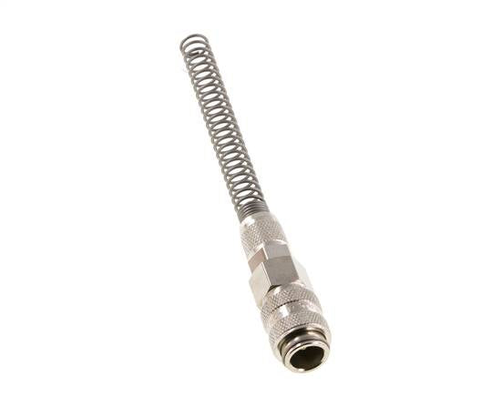 Laiton nickelé Coupleur d'air DN 5 Douille 4x6 mm Écrou-raccord Double obturation avec protection de la flexion