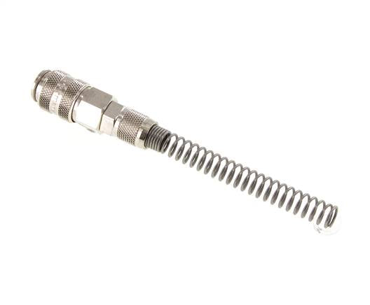 Laiton nickelé Coupleur d'air DN 5 Douille 4x6 mm Écrou-raccord Double obturation avec protection de la flexion