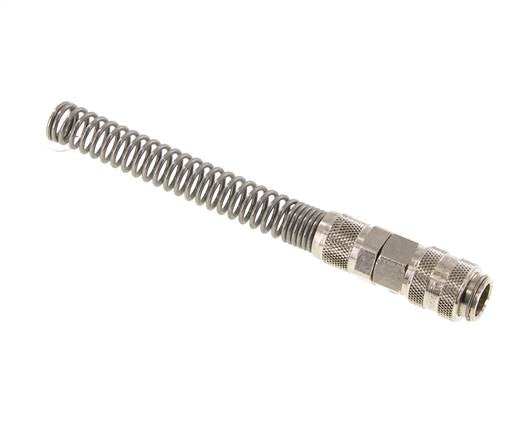 Laiton nickelé Coupleur d'air DN 5 Douille 6x8 mm Écrou-raccord Double obturation avec protection de la flexion